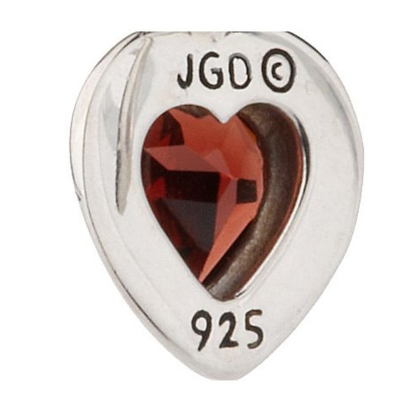 RedEnvelope Sterling & 1.80 ct tw Garnet Drop Heart Earrings - Picture 5 of 7